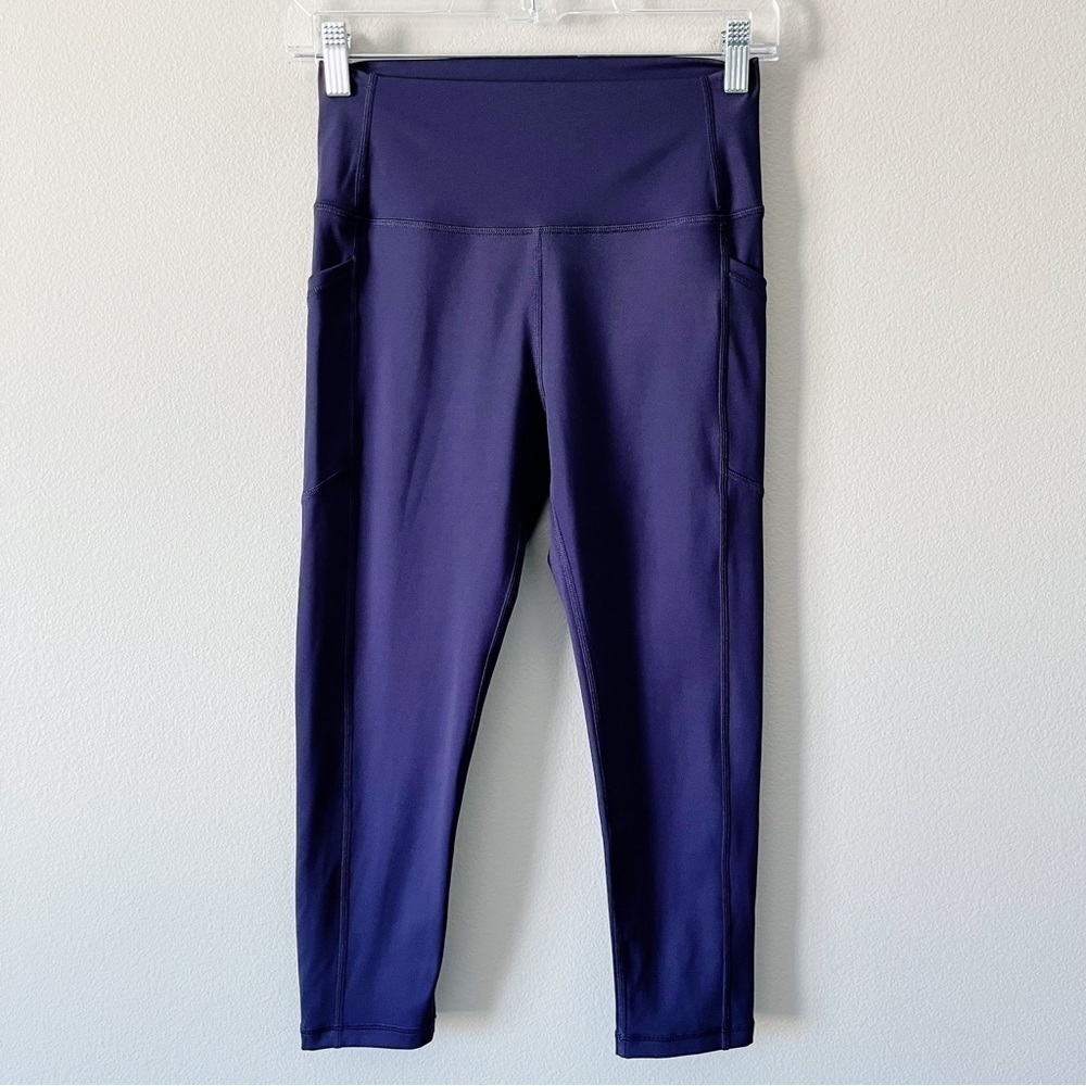ZYIA Active Blue Cropped Highrise Athletic Leggings w/ Side Pockets Size 6-8